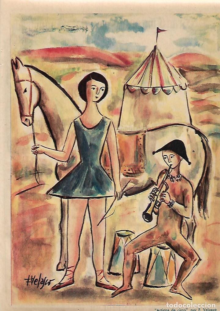 Coleccionismo: A&Ntilde;O 1955 RECORTE PRENSA DIBUJO A COLOR POR F VELASCO ARTISTAS DE CIRCO
