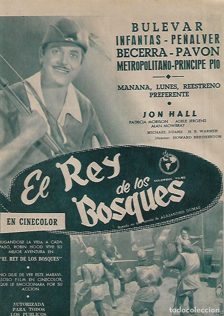 Coleccionismo: A&Ntilde;O 1955 RECORTE PRENSA PUBLICIDAD CINE PELICULA EL REY DE LOS BOSQUES