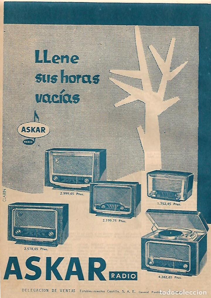 Colecionismo: A&Ntilde;O 1955 RECORTE PRENSA PUBLICIDAD ASKAR RADIO