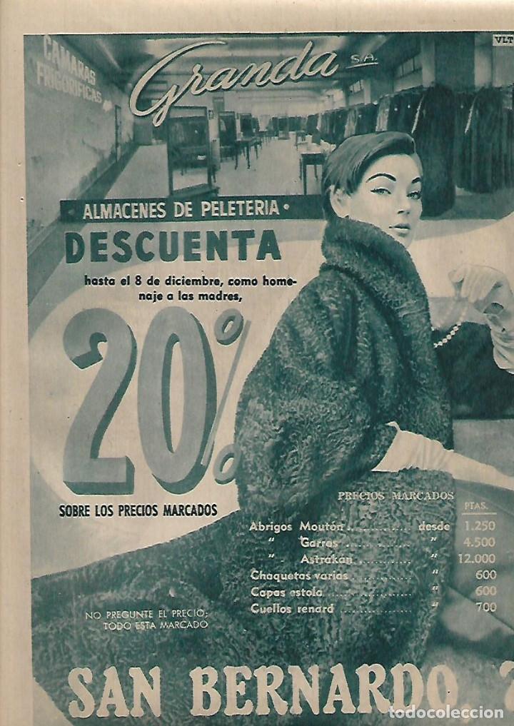 Coleccionismo: A&Ntilde;O 1955 RECORTE PRENSA PUBLICIDAD COMERCIO GRANDA ALMACENES DE PELETERIA SAN BERNARDO 7 MADRID