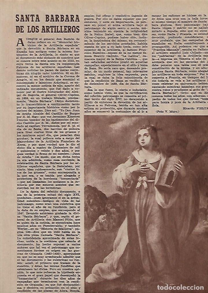 Colecionismo: A&Ntilde;O 1955 RECORTE PRENSA SANTA BARBARA PATRONA DE LOS ARTILLEROS