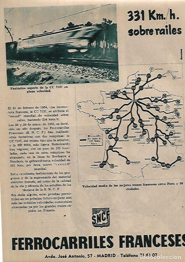 Collecting paper: A&Ntilde;O 1955 RECORTE PRENSA PUBLICIDAD FERROCARRILES FRANCESES TREN CC 7107 SNCF