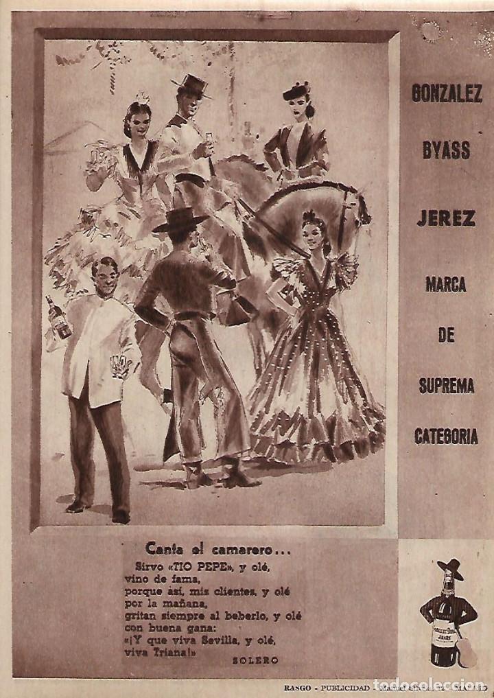 Collectionnisme: A&Ntilde;O 1955 RECORTE PRENSA PUBLICIDAD BEBIDAS GONZALEZ BYASS JEREZ SOLERO TIO PEPE