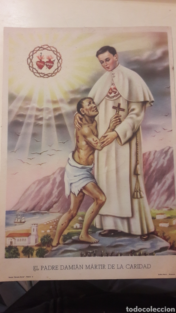 Colecionismo: Lamina Padre Damian Martir de la Caridad grafica Manen Barcelona