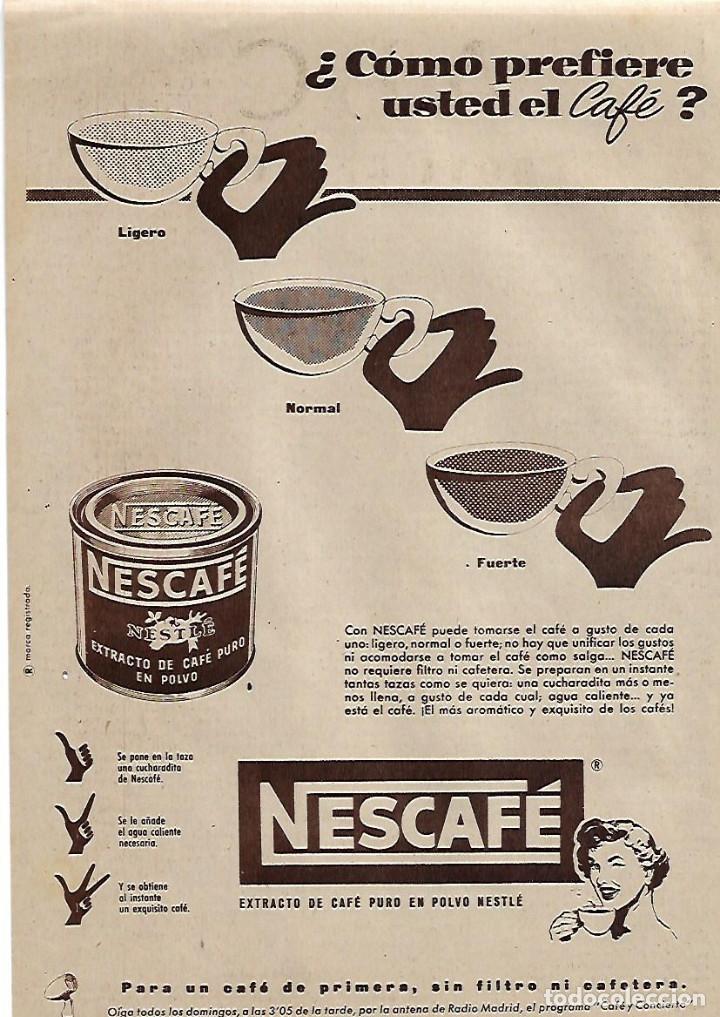 Collezionismo: A&Ntilde;O 1956 RECORTE PRENSA PUBLICIDAD NESCAFE