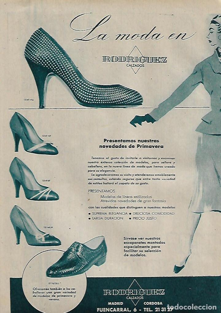 Coleccionismo: A&Ntilde;O 1956 RECORTE PRENSA PUBLICIDAD CALZADOS RODRIGUEZ COMERCIO ESTABLECIMIENTO ZAPATERIA