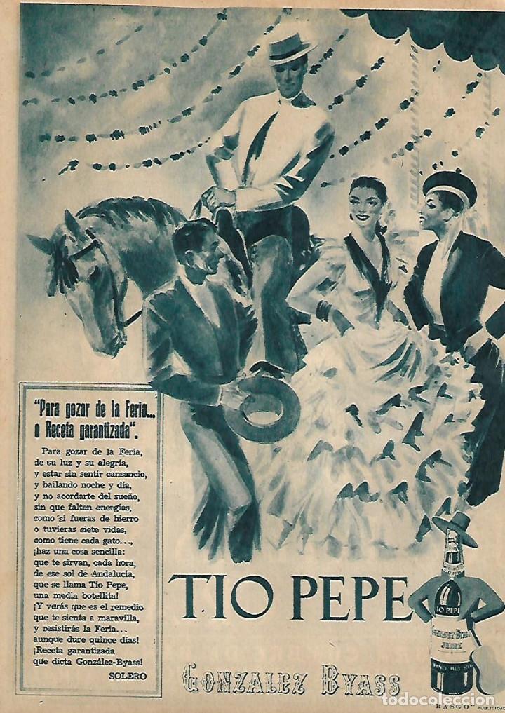 Coleccionismo: A&Ntilde;O 1956 RECORTE PRENSA PUBLICIDAD BEBIDAS TIO PEPE GONZALEZ BYASS SOLERO PARA GOZAR DE LA FERIA