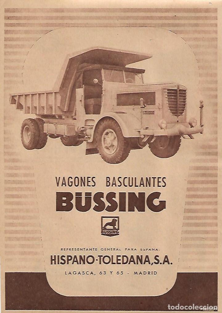 Coleccionismo: A&Ntilde;O 1956 RECORTE PRENSA PUBLICIDAD VAGONES BASCULANTES BUSSING HISPANO TOLEDANA TRANSPORTE
