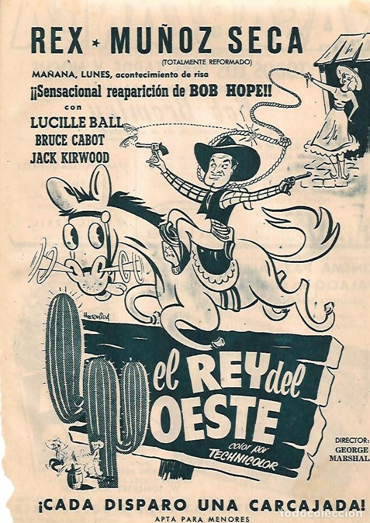 Sammelleidenschaft Papier: A&Ntilde;O 1956 RECORTE PRENSA PUBLICIDAD CINE PELICULA EL REY DEL OESTE BOB HOPE