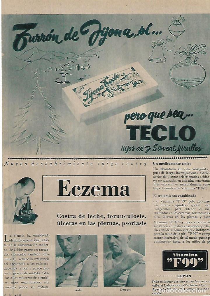 Collezionismo: A&Ntilde;O 1955 RECORTE PRENSA PUBLICIDAD TURRONES TURRON DE JIJONA TECLO HIJOS SIRVENT MIRALLES