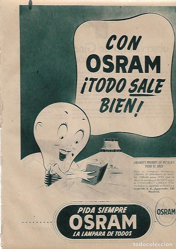 Collezionismo: A&Ntilde;O 1955 RECORTE PRENSA PUBLICIDAD LAMPARA OSRAM BOMBILLA ILUMINACION