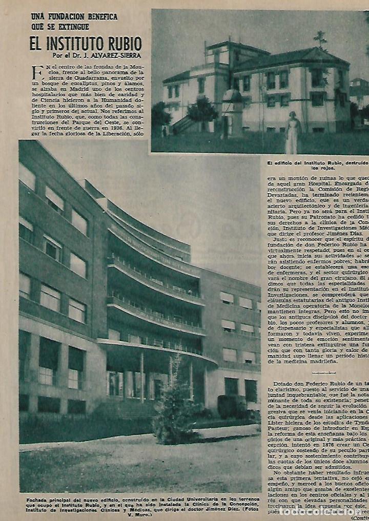 Collectionnisme: A&Ntilde;O 1955 RECORTE PRENSA EL INSTITUTO RUBIO FUNDACION BENEFICA