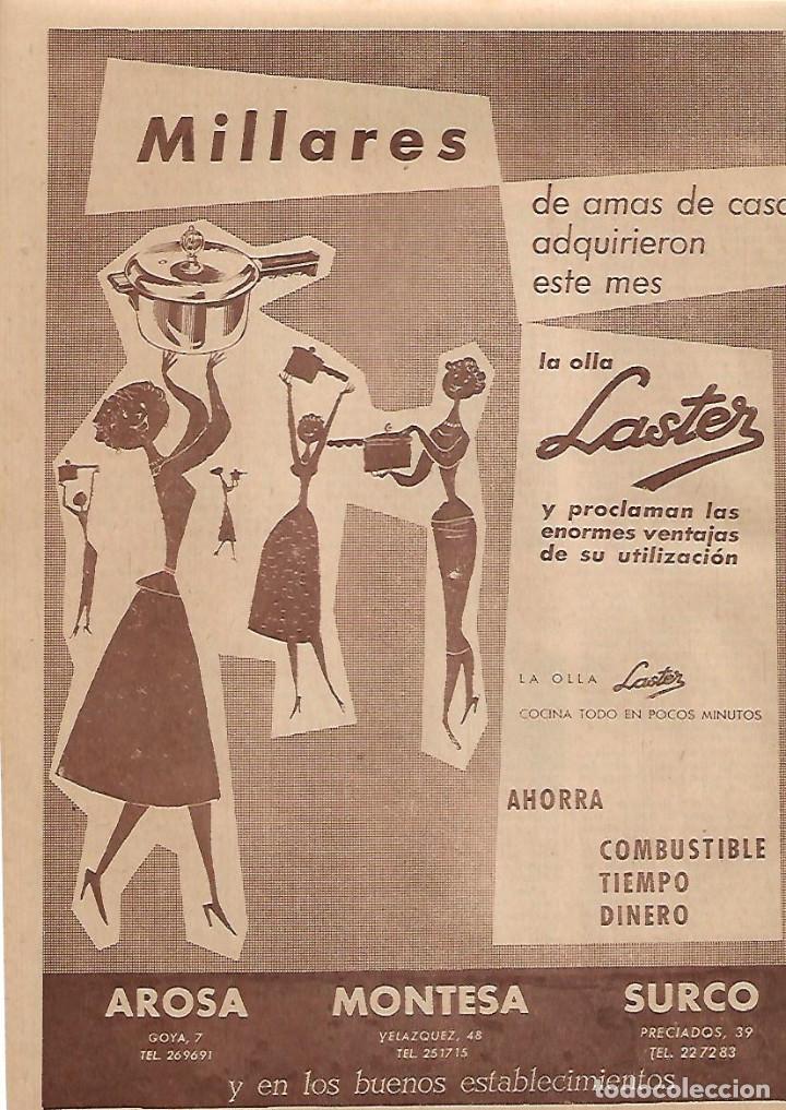 Colecionismo: A&Ntilde;O 1956 RECORTE PRENSA PUBLICIDAD OLLA LASTER COCINA
