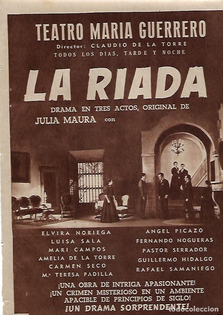 Sammelleidenschaft Papier: A&Ntilde;O 1956 RECORTE PRENSA PUBLICIDAD OBRA TEATRO MARIA GUERRERO LA RIADA JULIA MAURA