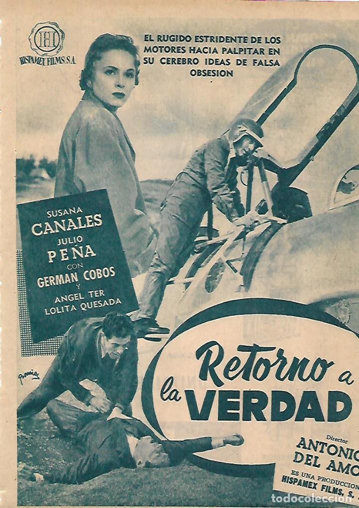 Colecionismo: A&Ntilde;O 1956 RECORTE PRENSA PUBLICIDAD CINE ESPA&Ntilde;OL PELICULA RETORNO A LA VERDAD GERMAN COBOS