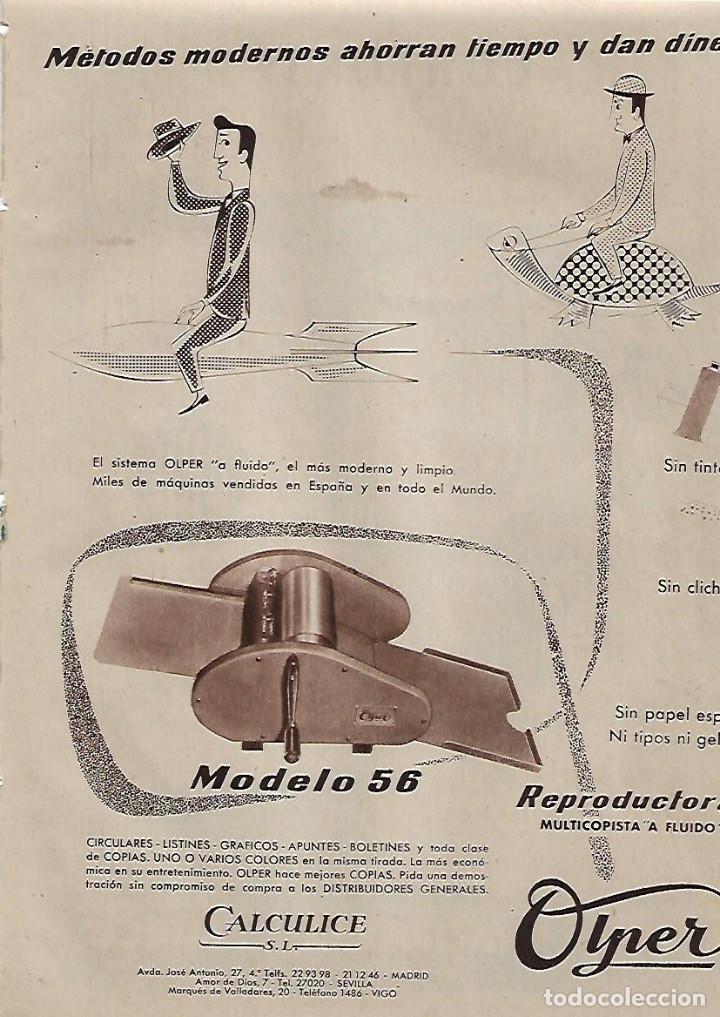 Collectionnisme: A&Ntilde;O 1956 RECORTE PRENSA PUBLICIDAD CALCULICE REPRODUCTORA MULTICOPISTA OLPER