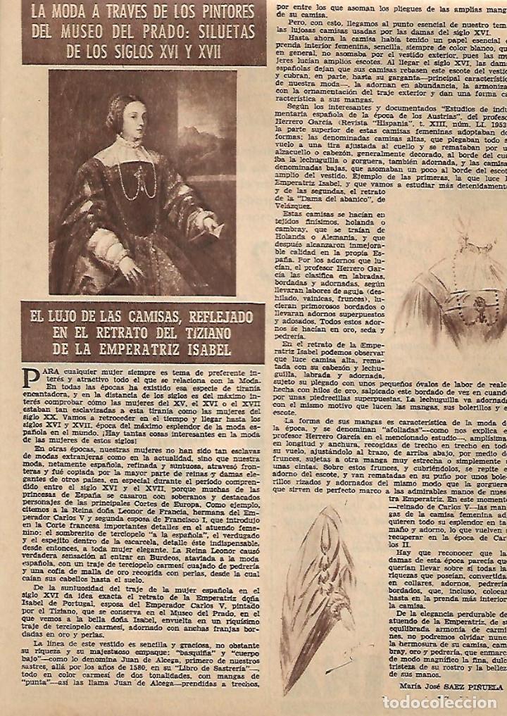 Coleccionismo: A&Ntilde;O 1956 RECORTE PRENSA LA MODA EN LA PINTURA LUJO DE LAS CAMISAS RETRATO EMPERATRIZ ISABEL TIZIANO