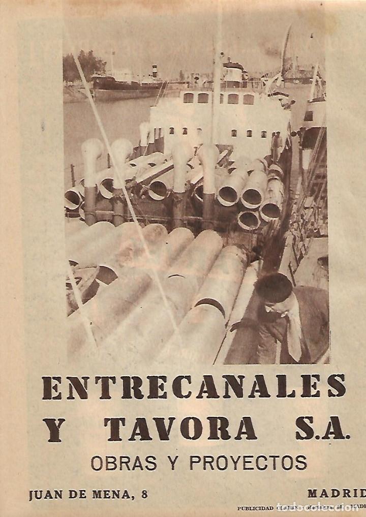 Colecionismo: A&Ntilde;O 1956 RECORTE PRENSA PUBLICIDAD ENTRECANALES Y TAVORA OBRAS Y PROYECTOS