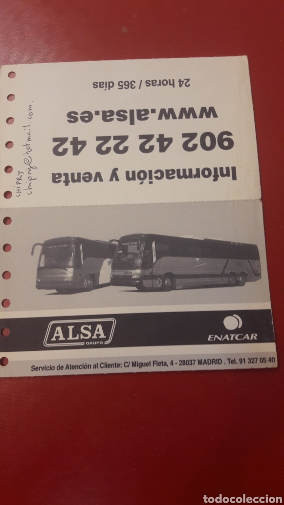 Coleccionismo: 2001 billete Alsa autobuses - Foto 1