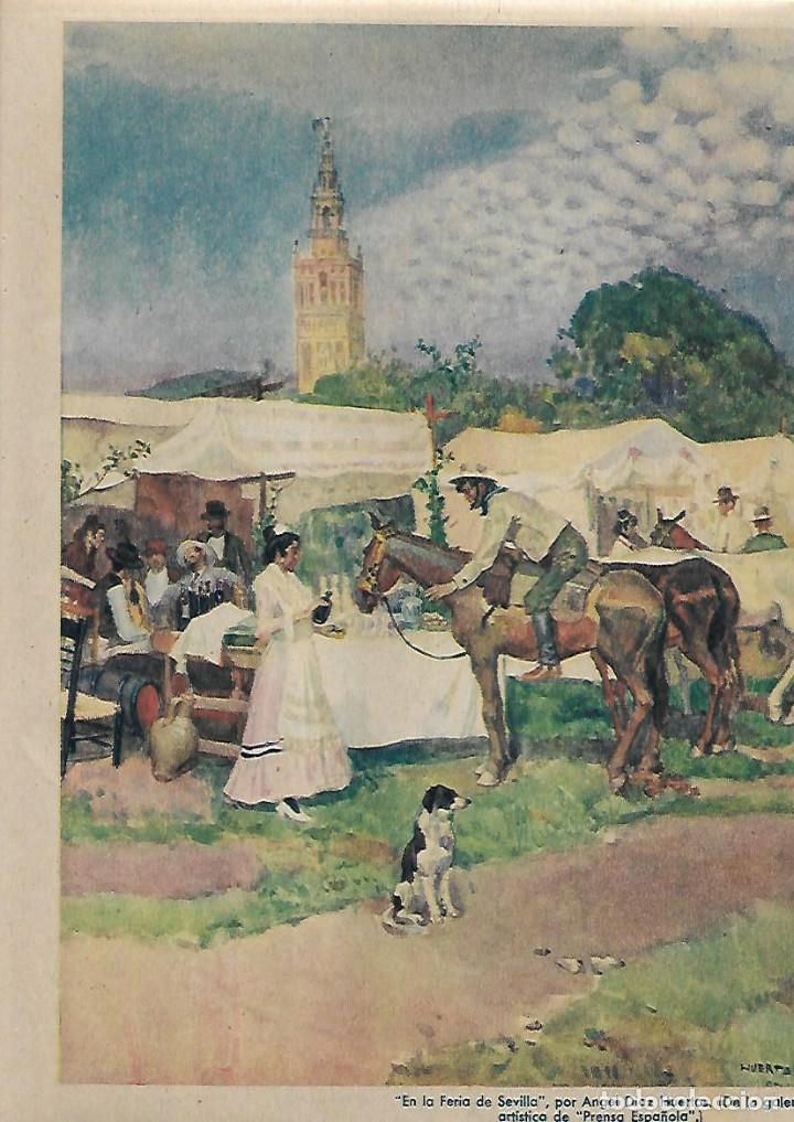 Collezionismo: A&Ntilde;O 1956 RECORTE PRENSA DIBUJO EN LA FERIA DE SEVILLA POR ANGEL DIAZ HUERTAS