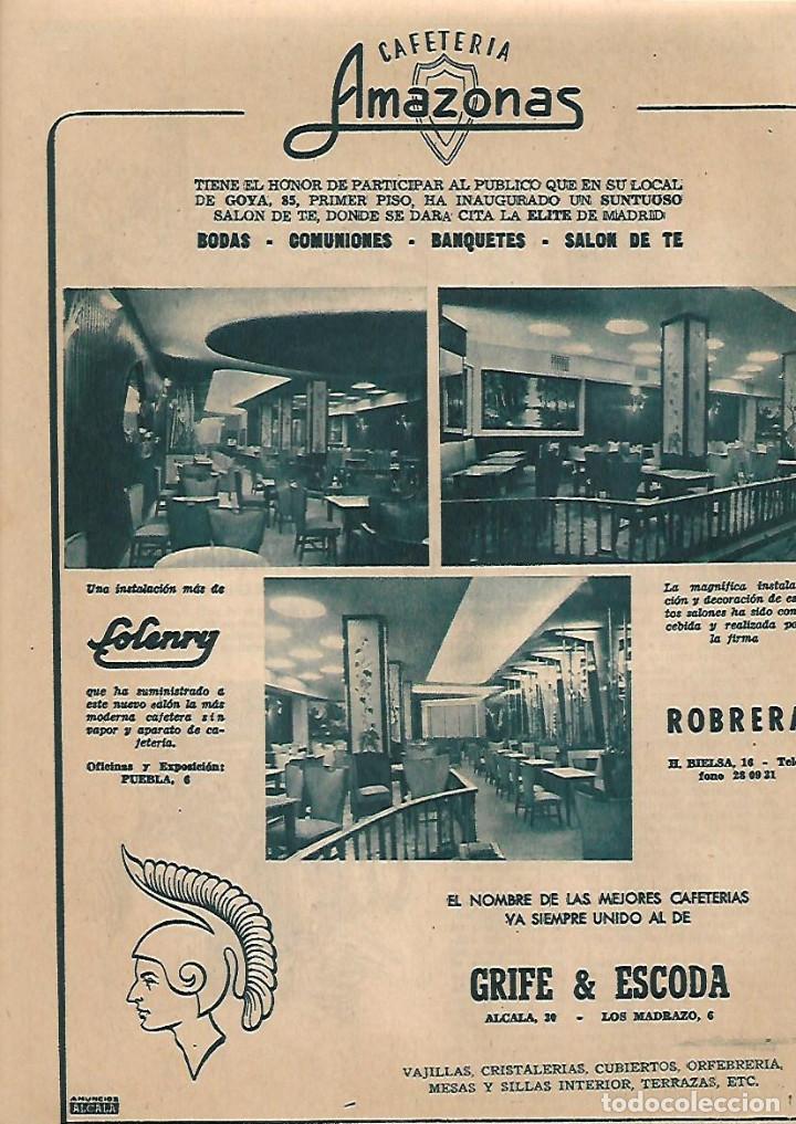 Collectionnisme: A&Ntilde;O 1956 RECORTE PRENSA PUBLICIDAD CAFETERIA AMAZONAS ROBRERA GRIFE ESCODA