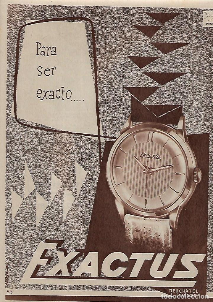 Sammelleidenschaft Papier: A&Ntilde;O 1956 RECORTE PRENSA PUBLICIDAD RELOJ EXACTUS