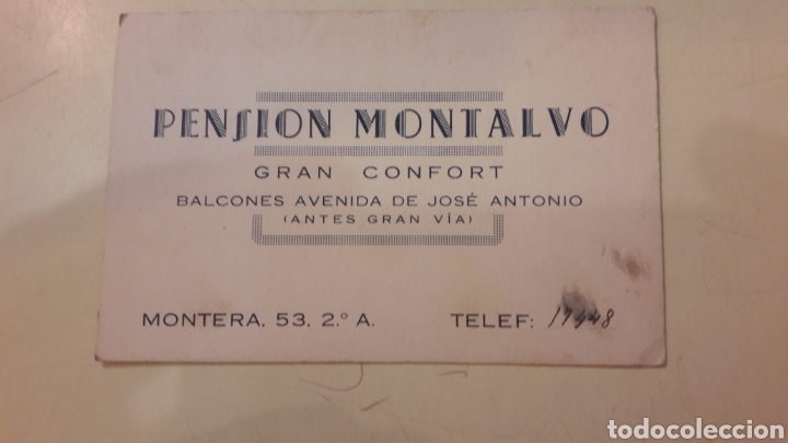 Sammelleidenschaft Papier: Madrid tarjeta Pension Montalvo Montera