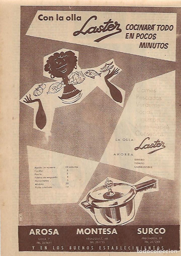 Sammelleidenschaft Papier: A&Ntilde;O 1956 RECORTE PRENSA PUBLICIDAD OLLA LASTER COCINA