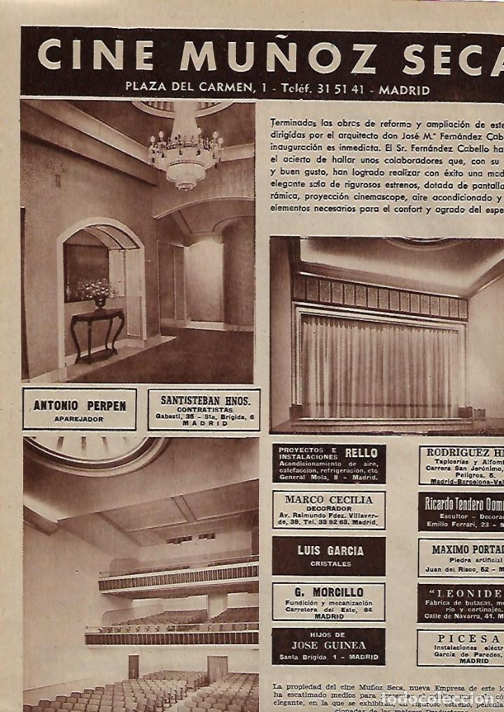 Sammelleidenschaft Papier: A&Ntilde;O 1956 RECORTE PRENSA PUBLICIDAD CINE MU&Ntilde;OZ SECA PLAZA DEL CARMEN MADRID