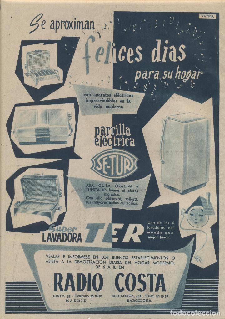 Colecionismo: A&Ntilde;O 1956 RECORTE PRENSA PUBLICIDAD RADIO COSTA ESTABLECIMIENTO COMERCIO ELECTRODOMESTICOS