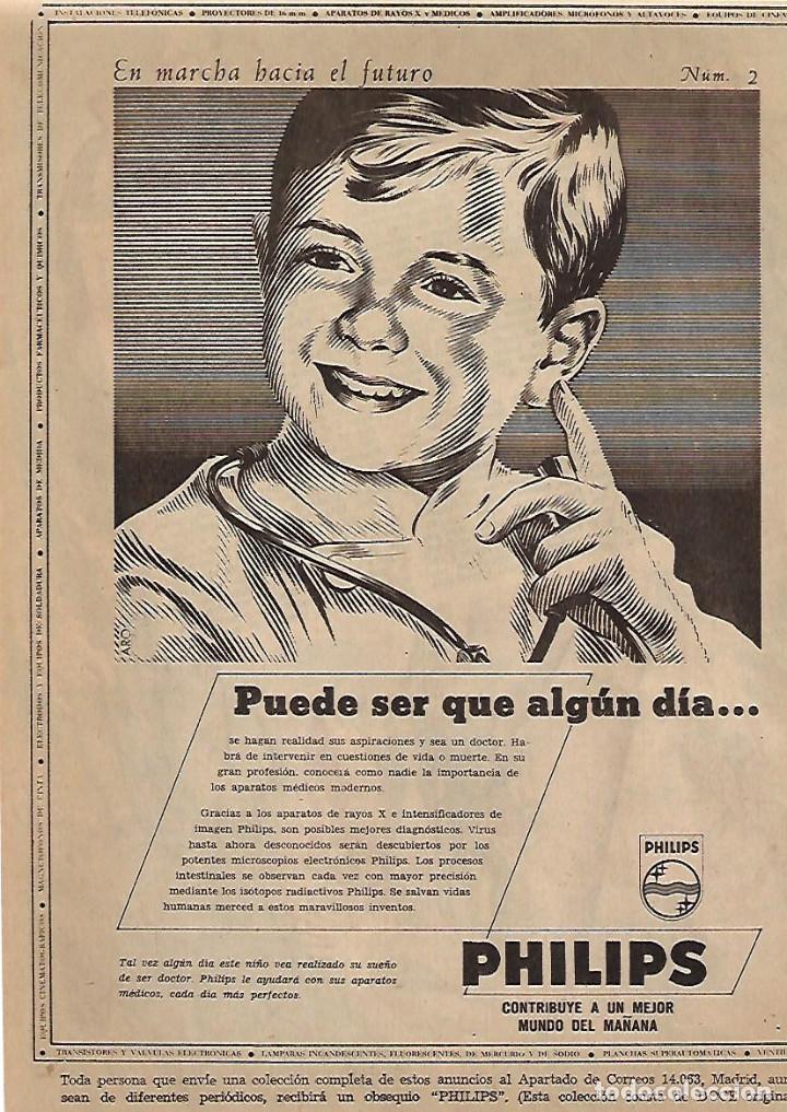 Sammelleidenschaft Papier: A&Ntilde;O 1956 RECORTE PRENSA PUBLICIDAD PHILIPS APARATOS RX MEDICINA RADIOLOGIA