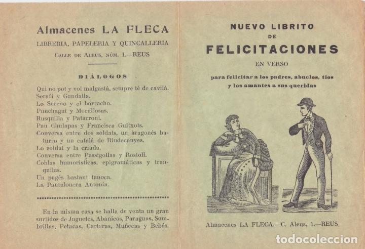 Collectionnisme: ANTIGUO D&Iacute;PTICO PUBLICITARIO DEL NUEVO LIBRITO DE FELICITACIONES EN VERSO - LA FLECA - REUS