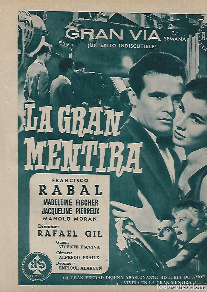 Sammelleidenschaft Papier: A&Ntilde;O 1956 RECORTE PRENSA PUBLICIDAD CINE ESPA&Ntilde;OL PELICULA LA GRAN MENTIRA FRANCISO RABAL