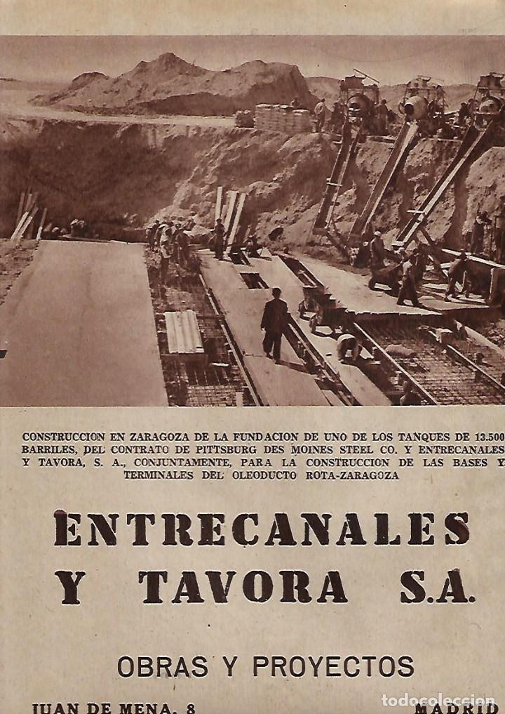 Collecting paper: A&Ntilde;O 1956 RECORTE PRENSA PUBLICIDAD ENTRECANALES Y TAVORA OBRAS  PROYECTOS TANQUES ZARAGOZA OLEODUCTO