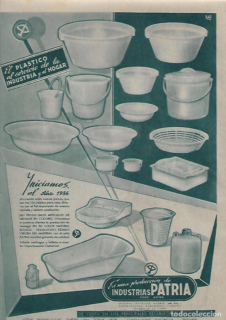 Collecting paper: A&Ntilde;O 1956 RECORTE PRENSA PUBLICIDAD IDUSTRIAS PLAZA PRODUCTOS DE PLASTICO PARA EL HOGAR CUBOS