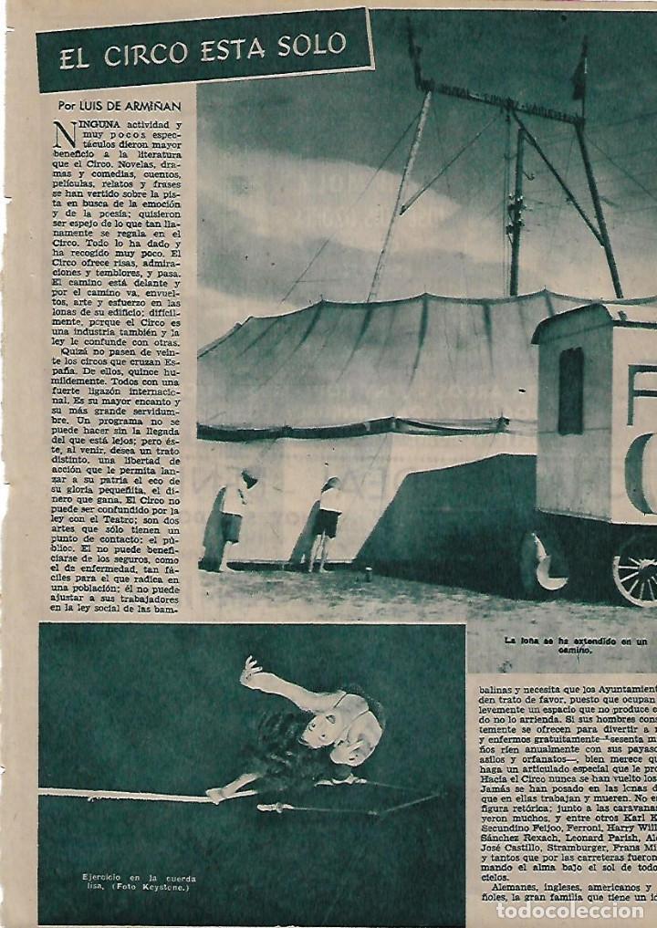 Coleccionismo: A&Ntilde;O 1955 RECORTE PRENSA EL CIRCO LONA EQUILIBRIO CUERDA LISA PAYASO LEON