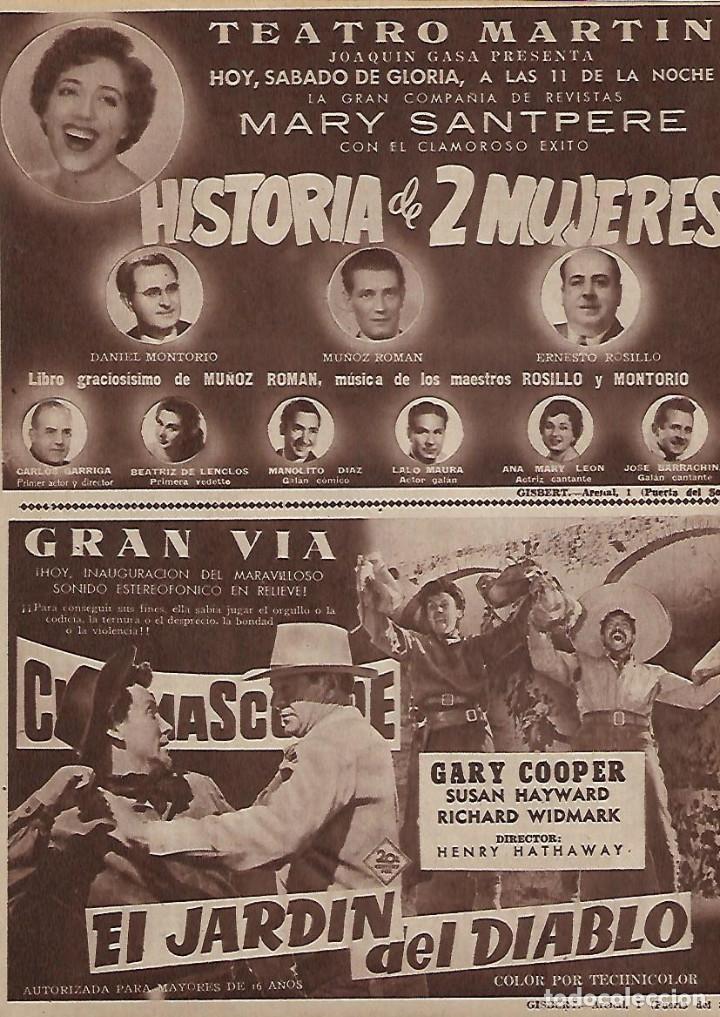 Sammelleidenschaft Papier: A&Ntilde;O 1955 RECORTE PRENSA PUBLICIDAD OBRA TEATRO MARTIN MARY SANTPERE HISTORIA DE DOS MUJERES