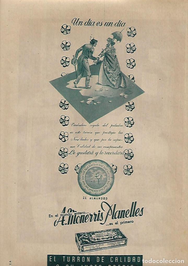 Collecting paper: A&Ntilde;O 1955 RECORTE PRENSA PUBLICIDAD TURRON TURRONES EL ALMENDRO MONERRIS PLANELLES JIJONA