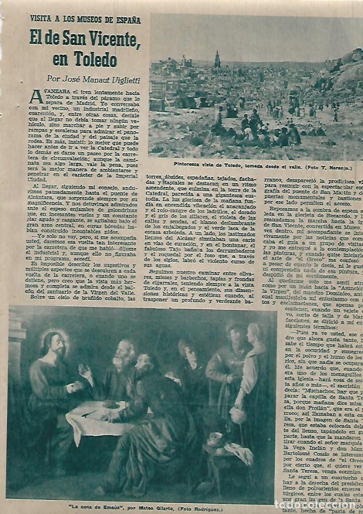 Collecting paper: A&Ntilde;O 1955 RECORTE PRENSA MUSEO DE SAN VICENTE TOLEDO