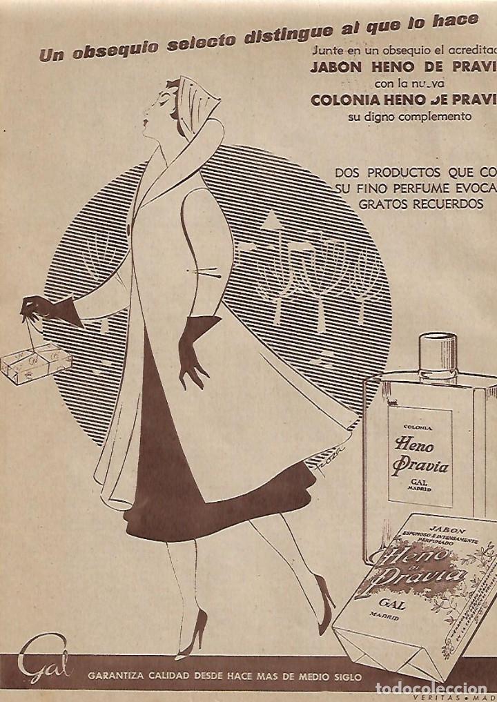 Sammelleidenschaft Papier: A&Ntilde;O 1955 RECORTE PRENSA PUBLICIDAD PASTILLA DE JABON COLONIA HENO DE PRAVIA PERFUMERIA GAL