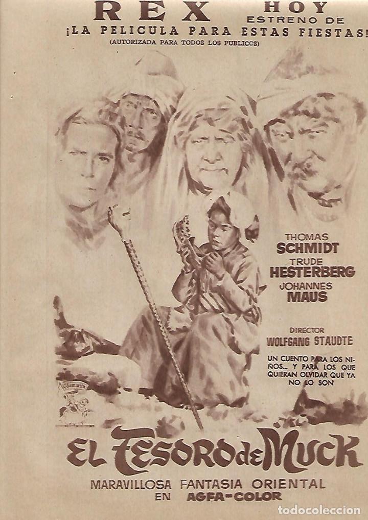Collecting paper: A&Ntilde;O 1955 RECORTE PRENSA PUBLICIDAD CINE PELICULA EL TESORO DE MUCK THOMAS SCHMIDT