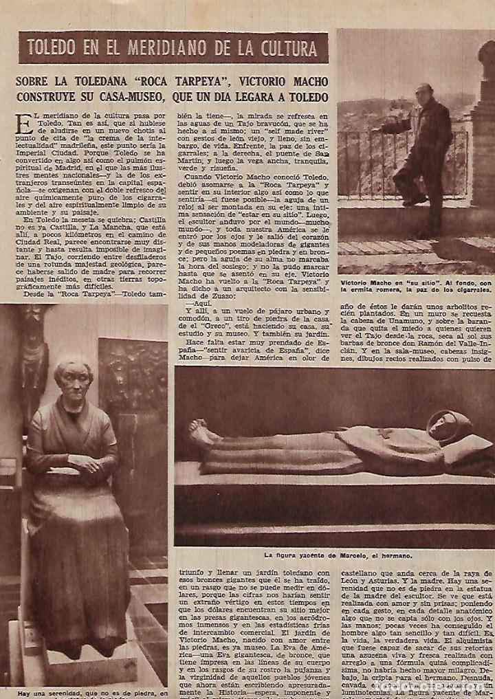 Sammelleidenschaft Papier: A&Ntilde;O 1955 RECORTE PRENSA ESCULTURA VICTORIO MACHO CASA MUSEO ROCA TARPEYA TOLEDO