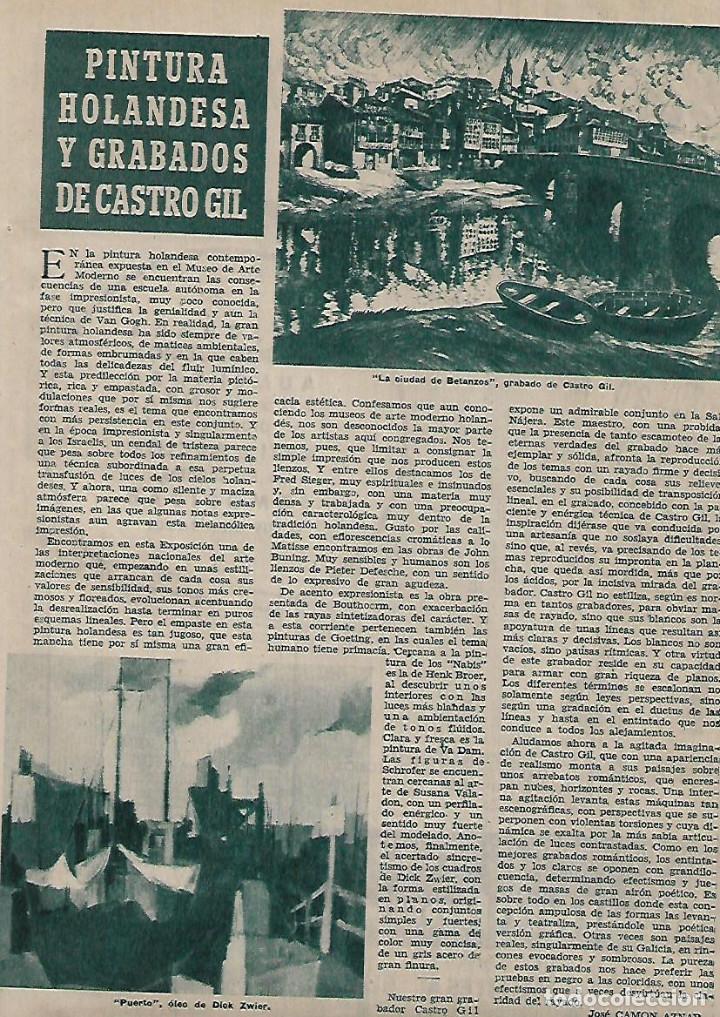 Coleccionismo: A&Ntilde;O 1955 RECORTE PRENSA PINTURA HOLANDESA Y GRABADOS DE CASTRO GIL