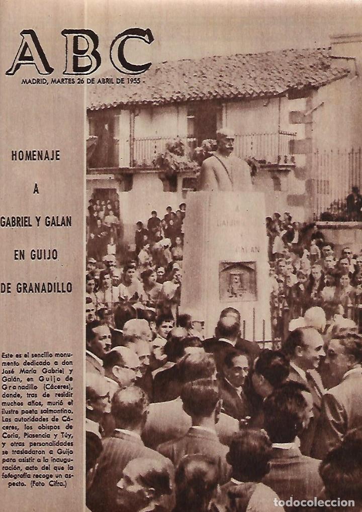 Collezionismo: A&Ntilde;O 1955 RECORTE PRENSA HOMENAJE A GABRIEL Y GALAN EN GUIJO DE GRANADILLO