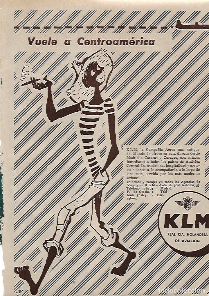 Sammelleidenschaft Papier: A&Ntilde;O 1955 RECORTE PRENSA PUBLICIDAD KLM REAL COMPA&Ntilde;IA HOLANDESA DE AVIACION