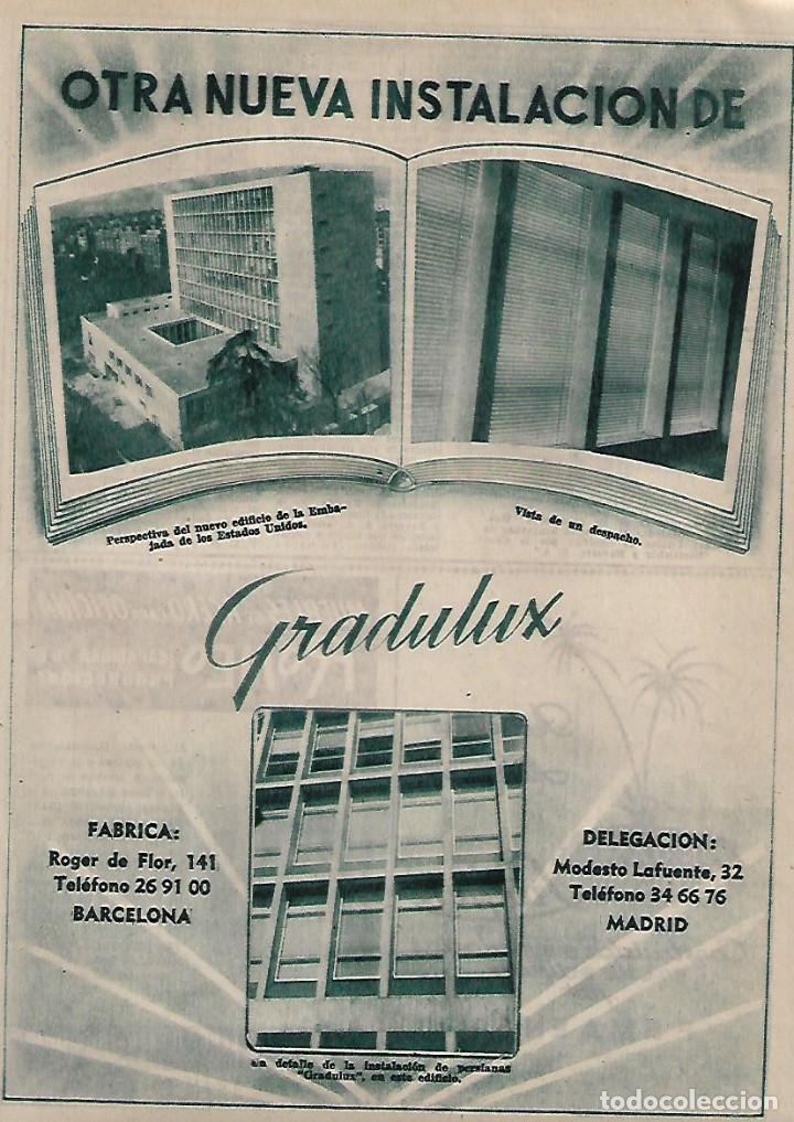 Sammelleidenschaft Papier: A&Ntilde;O 1955 RECORTE PRENSA PUBLICIDAD GRADULUX NUEVA INSTALACION EMBAJADA ESTADOS UNIDOS