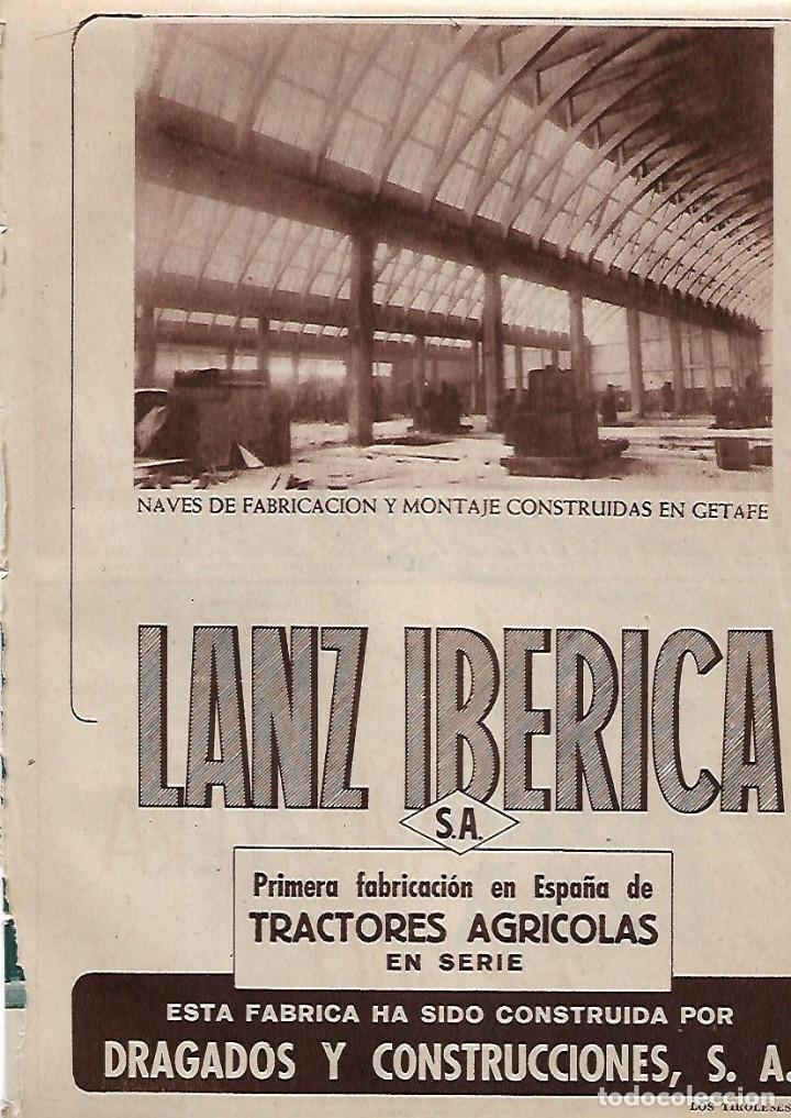 Sammelleidenschaft Papier: A&Ntilde;O 1955 RECORTE PRENSA PUBLICIDAD LANZ IBERICA NAVES FABRICACION GETAFE TRACTOR AGRICOLA DRAGADOS
