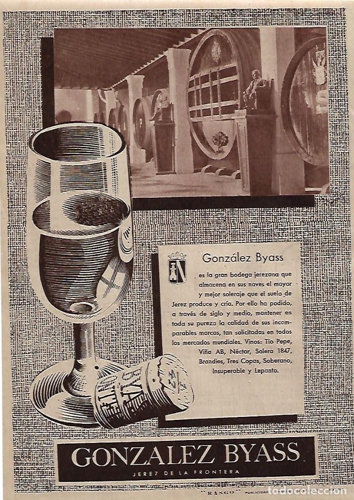 Sammelleidenschaft Papier: A&Ntilde;O 1955 RECORTE PRENSA PUBLICIDAD BEBIDAS BODEGAS GONZALEZ BYASS