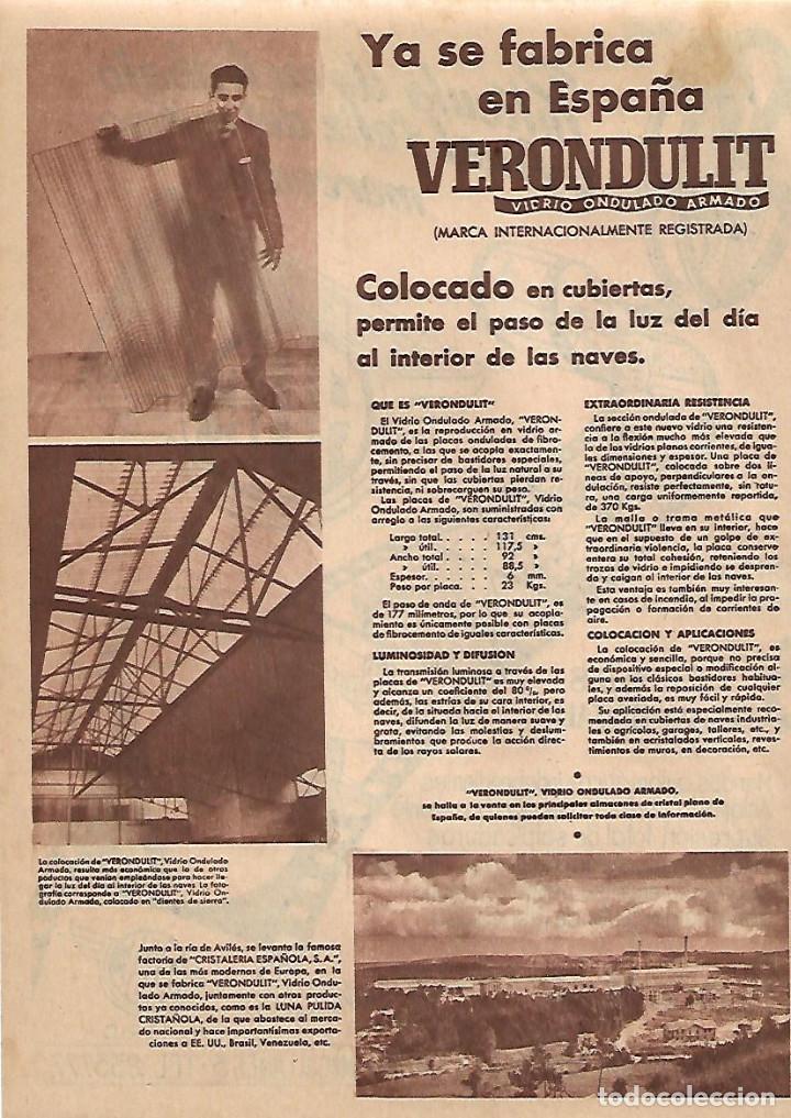 Coleccionismo: A&Ntilde;O 1956 RECORTE PRENSA PUBLICIDAD VERONDULIT VIDRIO ONDULADO ARMADO CUBIERTAS