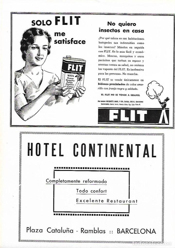 Collecting paper: A&Ntilde;O 1934-35 RECORTE PRENSA PUBLICIDAD INSECTICIDA FLIT HOTEL CONTINENTAL BARCELONA